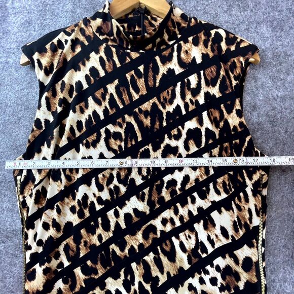 Cache Dress Large Leopard Print Stretch Side Zip Maximalist Luxe Mobwife 90s Y2K - Picture 6 of 7